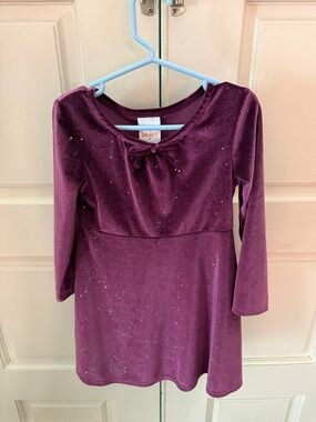 jumping beans Plum Velvet Sparkle Long-Sleeve Dress